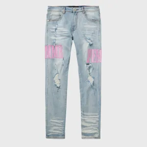 Homme   Femme "Letterman" Blue Denim w/Powder Pink