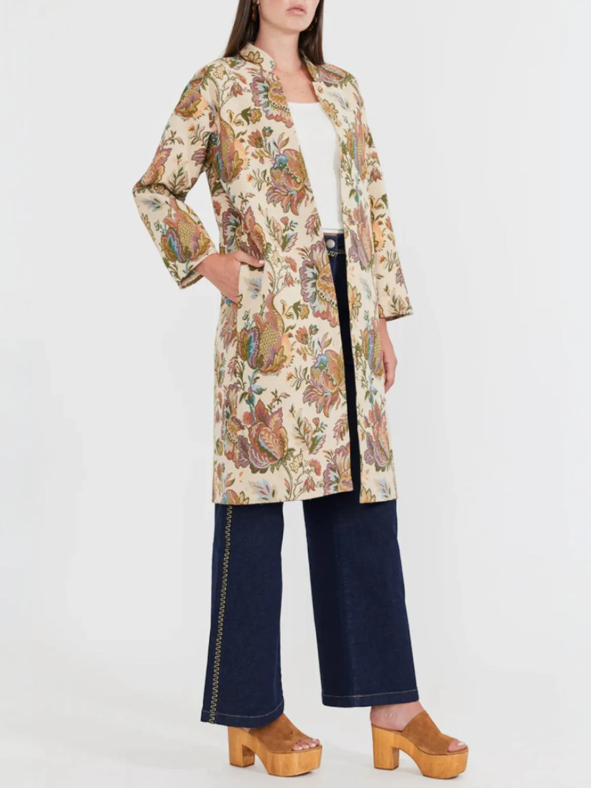 Janean Midi Jacket | Rainbow Floral Jacquard