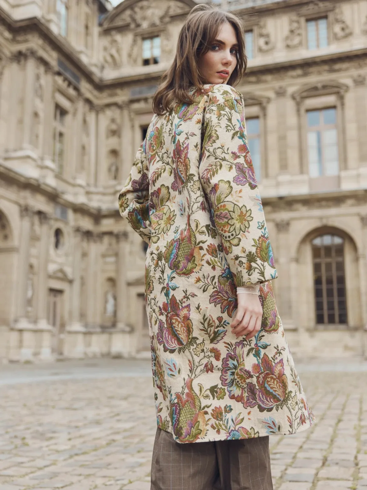 Janean Midi Jacket | Rainbow Floral Jacquard