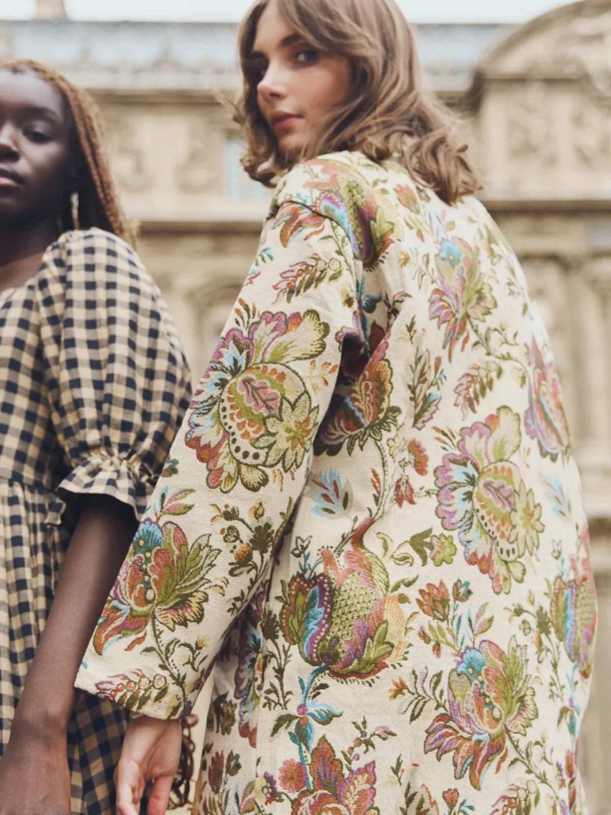 Janean Midi Jacket | Rainbow Floral Jacquard