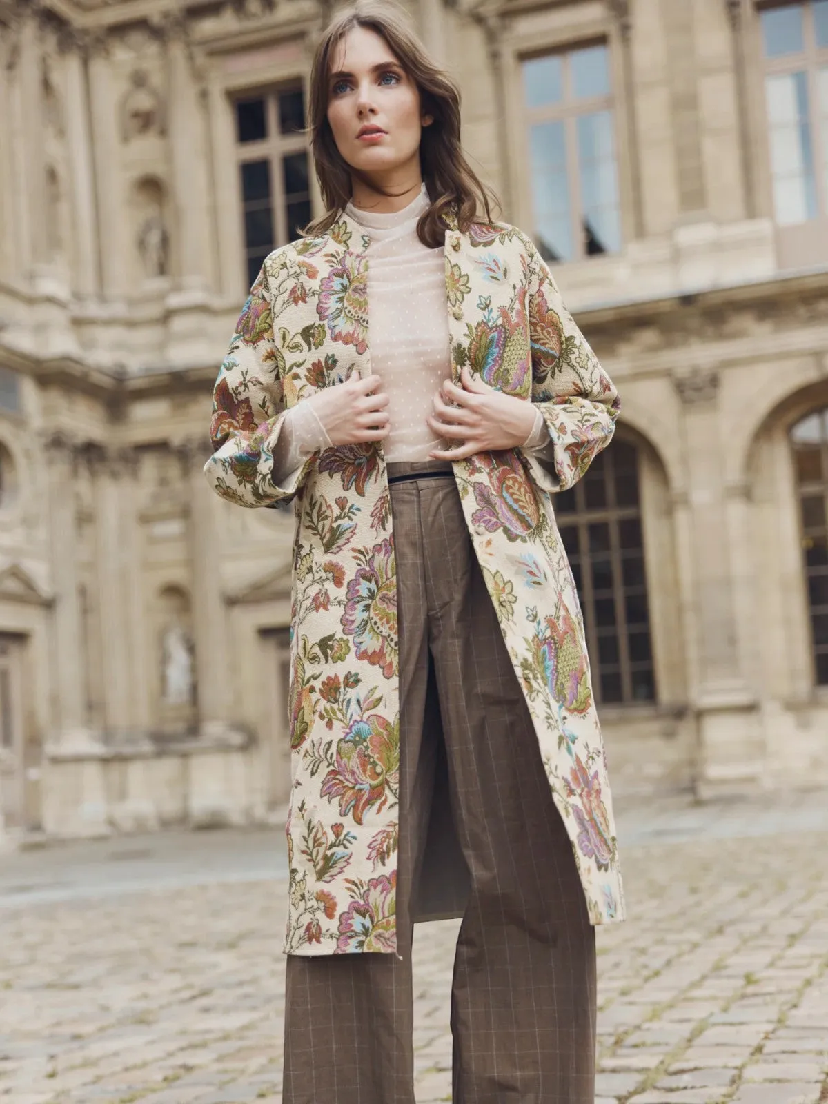 Janean Midi Jacket | Rainbow Floral Jacquard