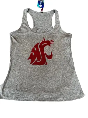 Ladies Grey And Crimson WSU Crew Cut Tank