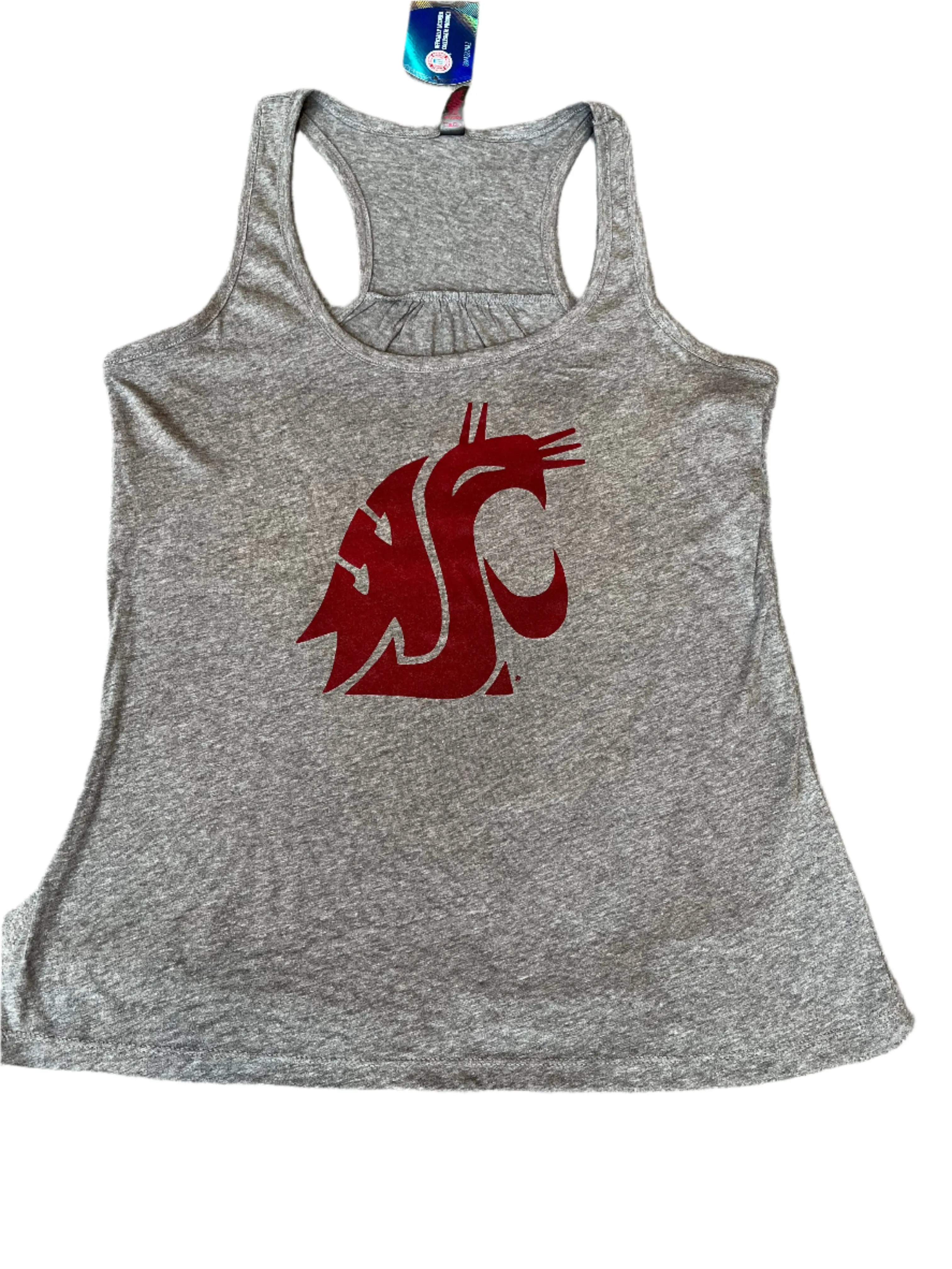 Ladies Grey And Crimson WSU Crew Cut Tank