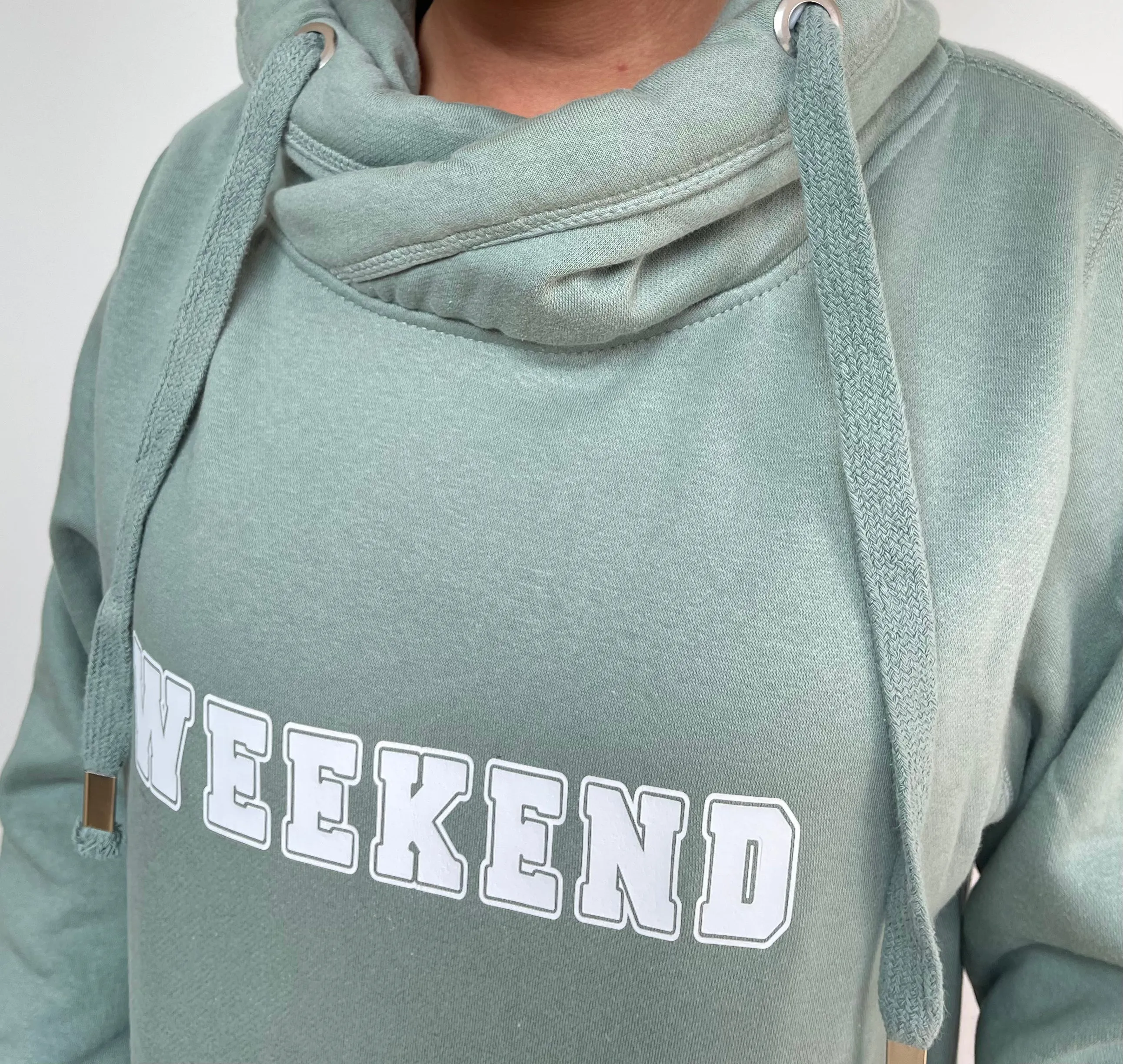 Luxury Cowl Neck Weekend Hoodie - Sage