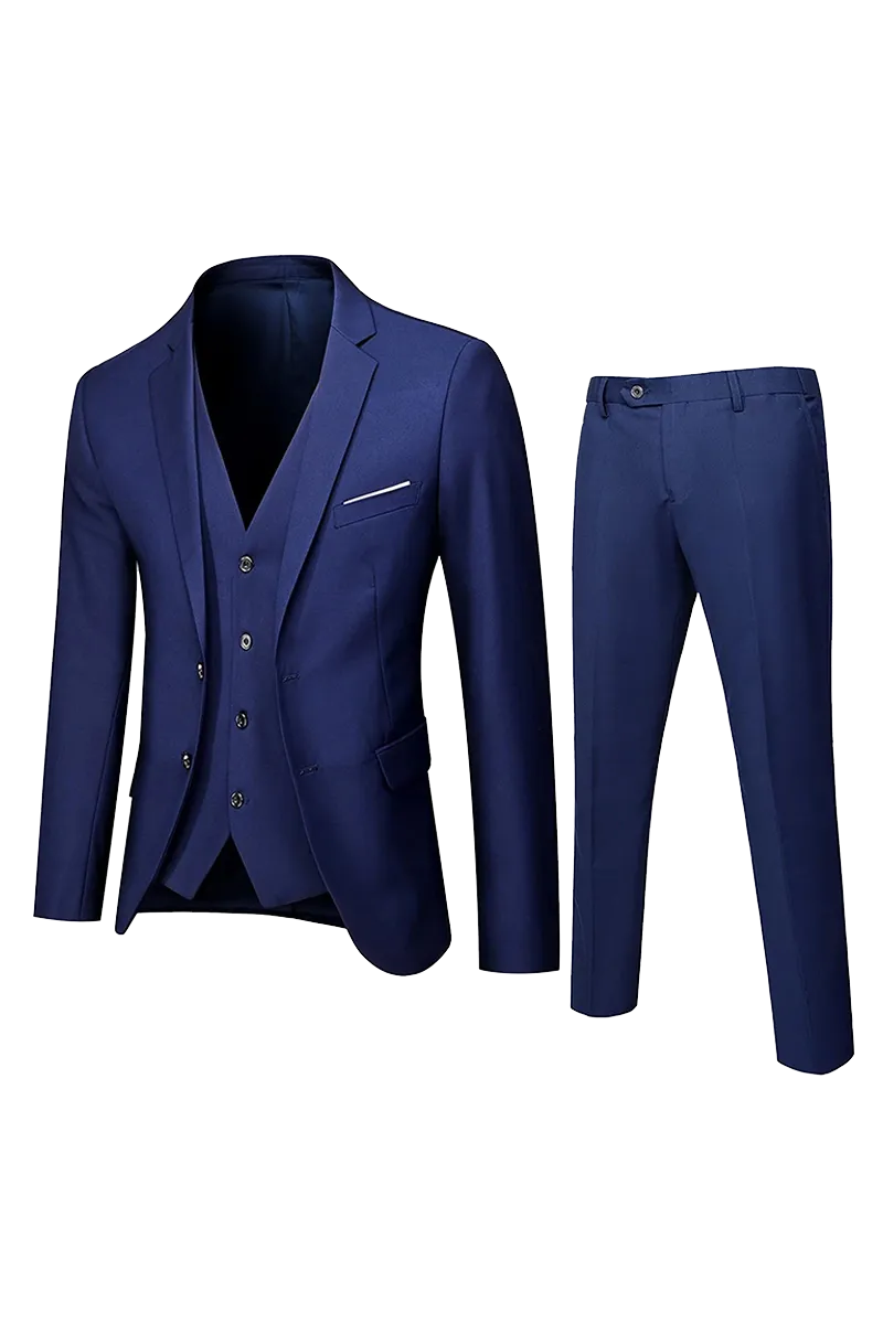 Navy Blue Slim Fit 3-Piece 2 Button suit