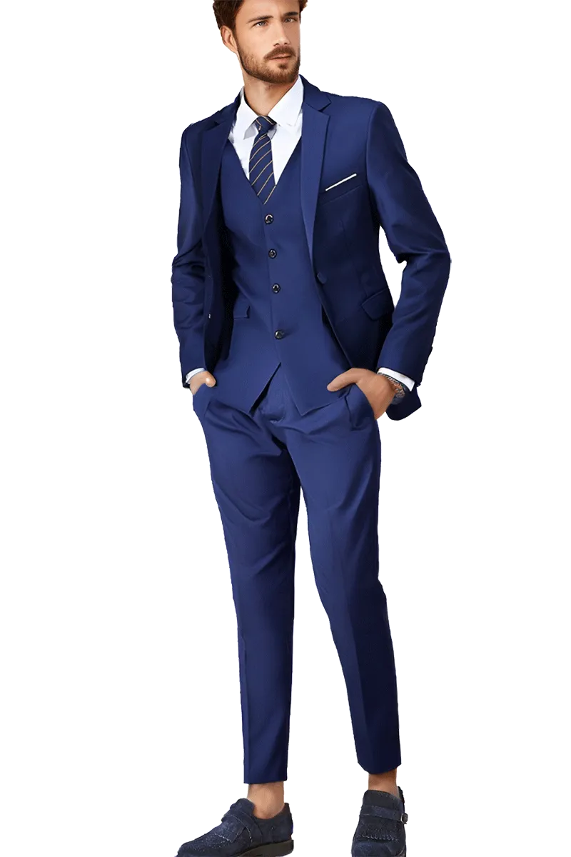 Navy Blue Slim Fit 3-Piece 2 Button suit