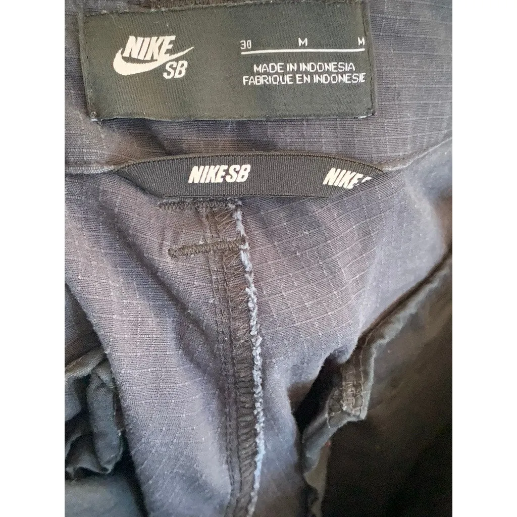 NIKE SB Men's Black Textured Tie-Hem Relaxed-Fit Cargo Pants SZ SZ 30