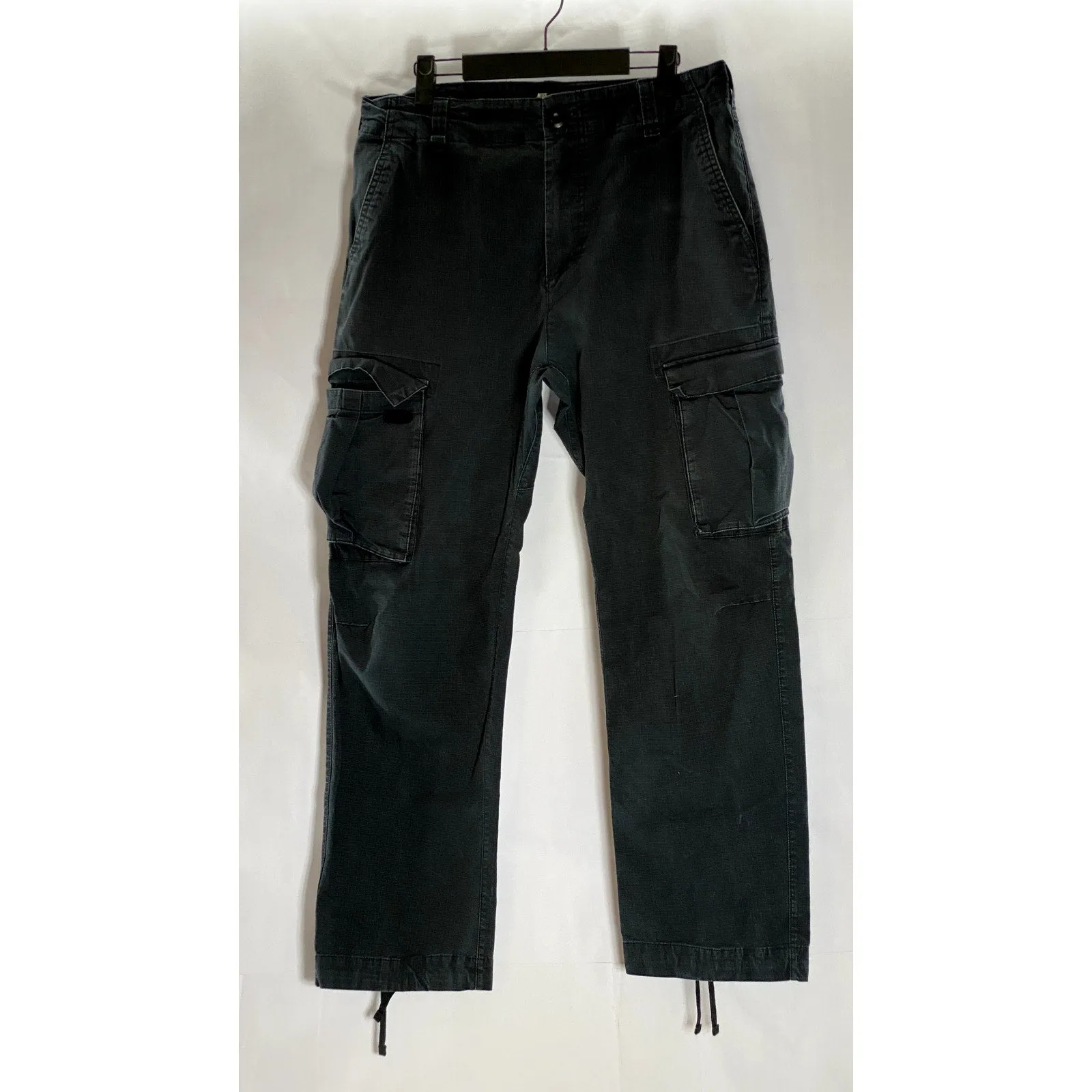 NIKE SB Men's Black Textured Tie-Hem Relaxed-Fit Cargo Pants SZ SZ 30