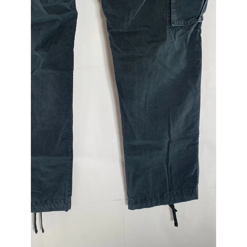 NIKE SB Men's Black Textured Tie-Hem Relaxed-Fit Cargo Pants SZ SZ 30