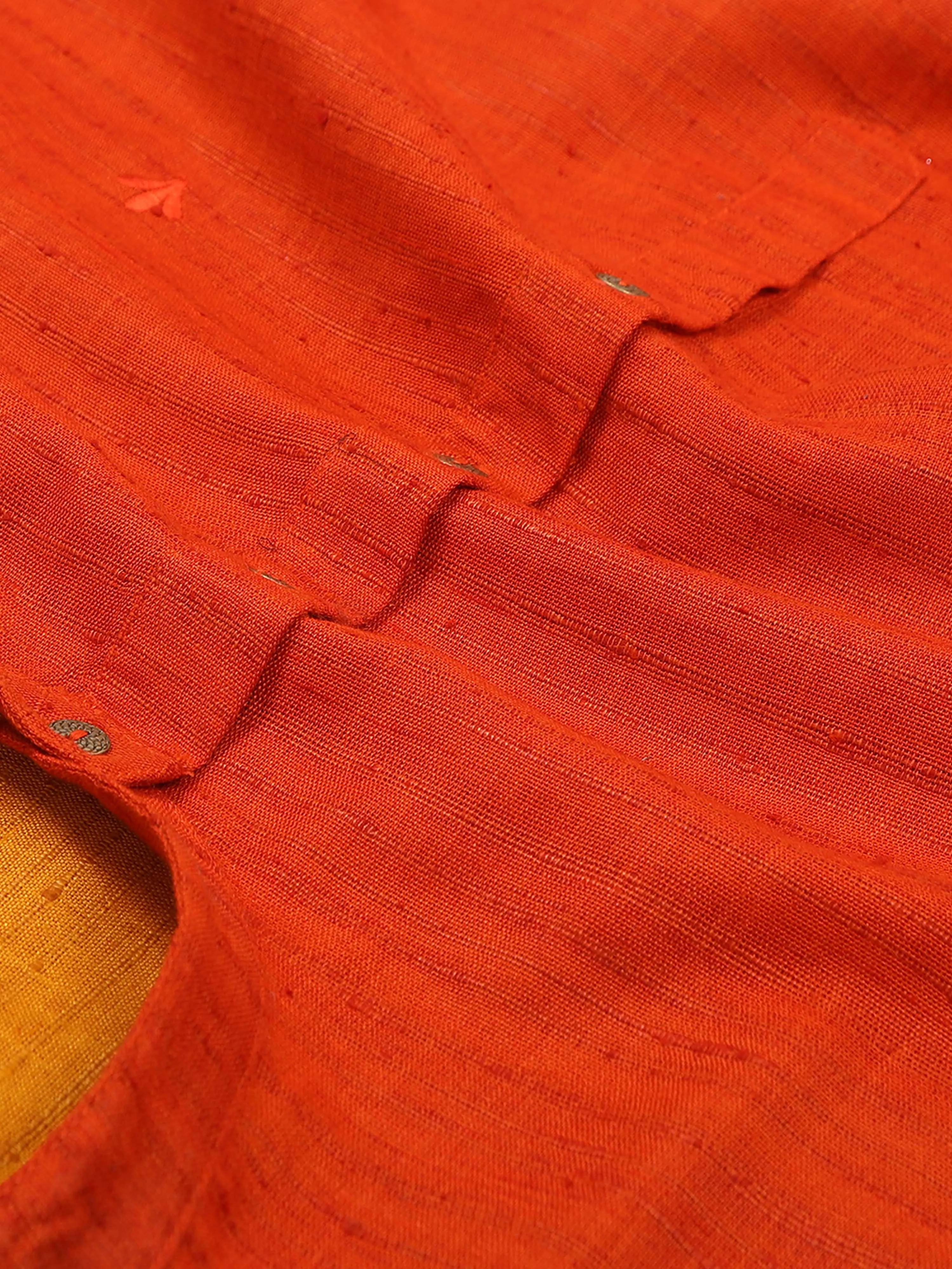 Orange Red Self Textured Short Kurta