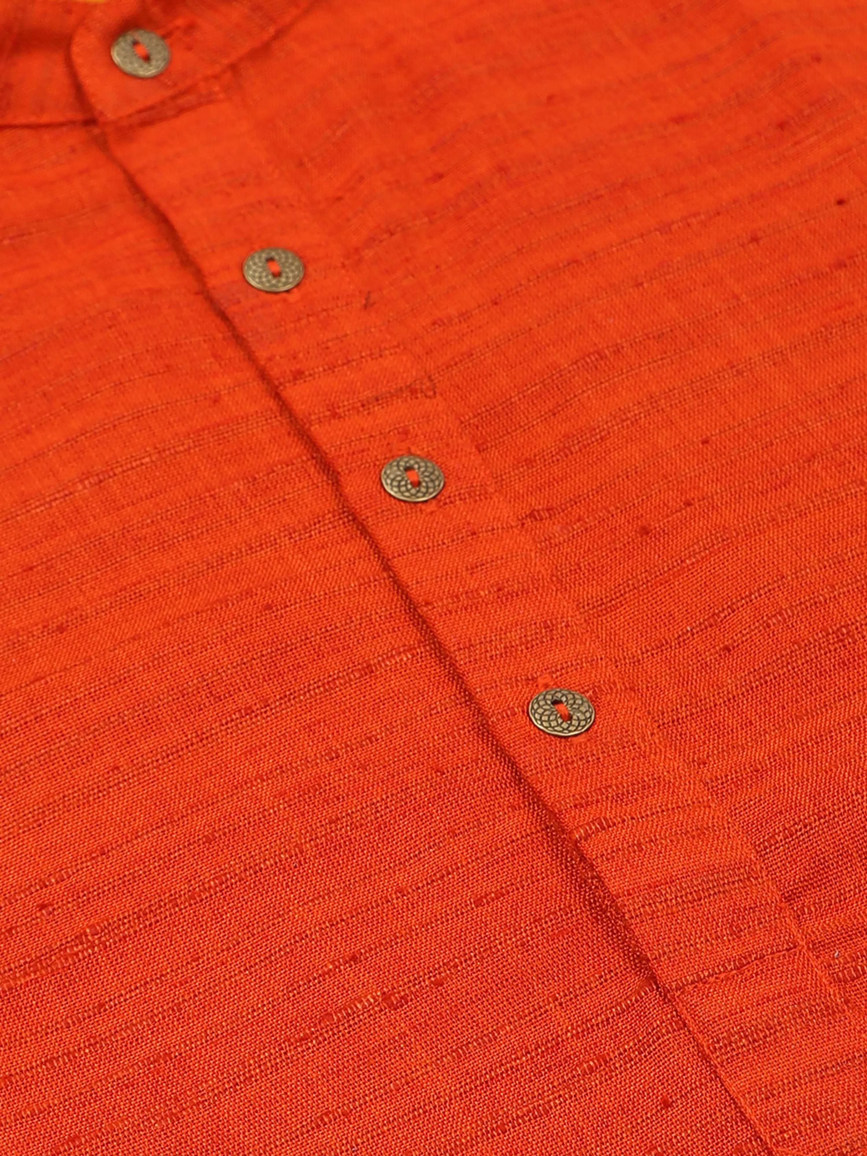 Orange Red Self Textured Short Kurta