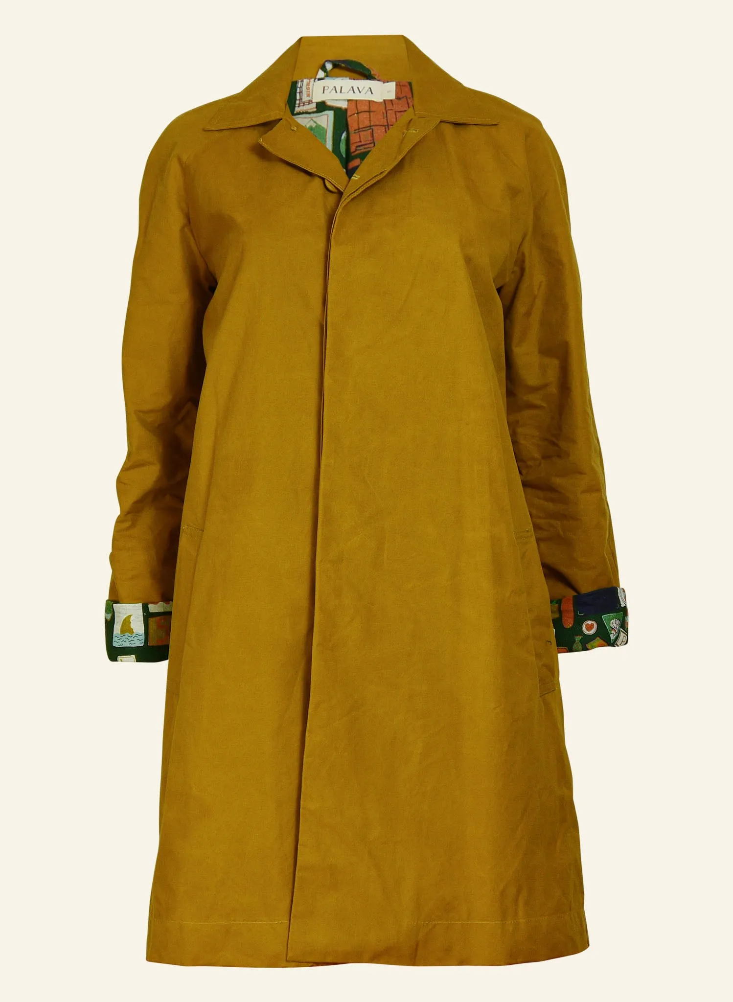 Palava Trenchcoat - Mustard - Badges Lining