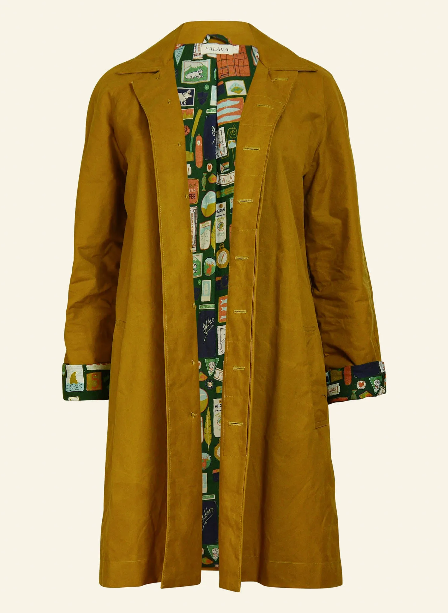 Palava Trenchcoat - Mustard - Badges Lining