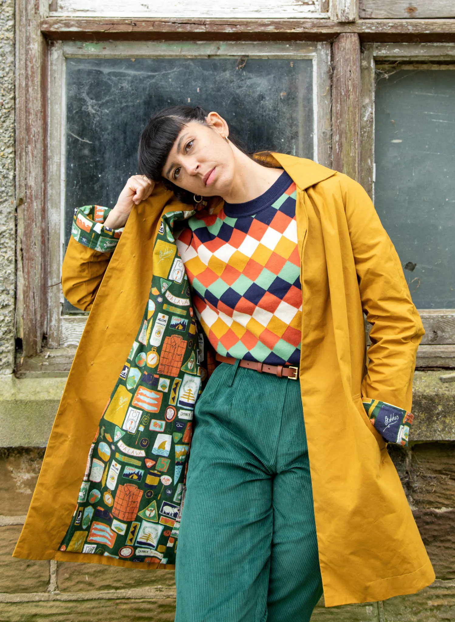 Palava Trenchcoat - Mustard - Badges Lining