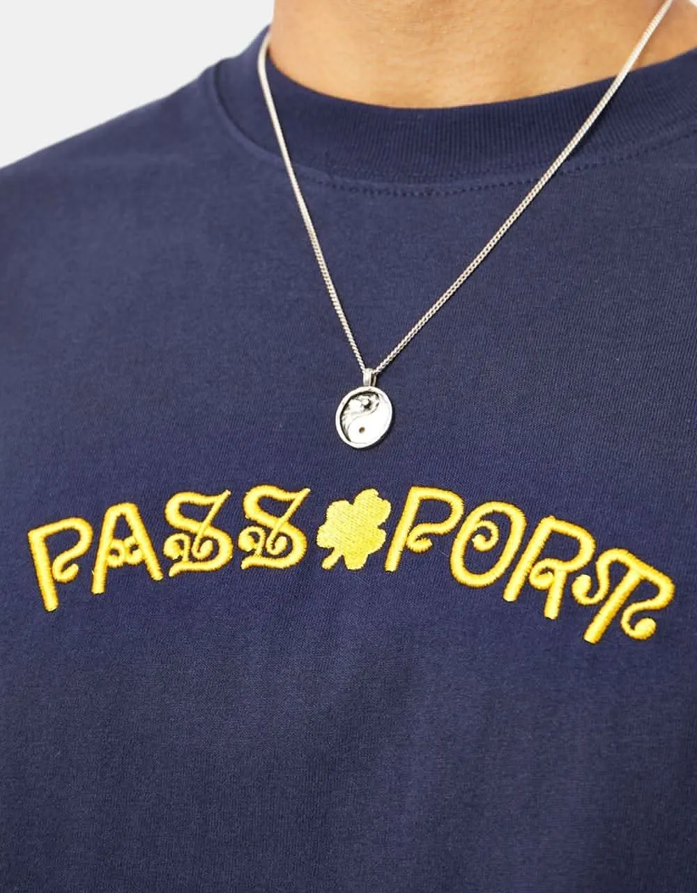 Pass Port Sham Embroidery T-Shirt - Navy