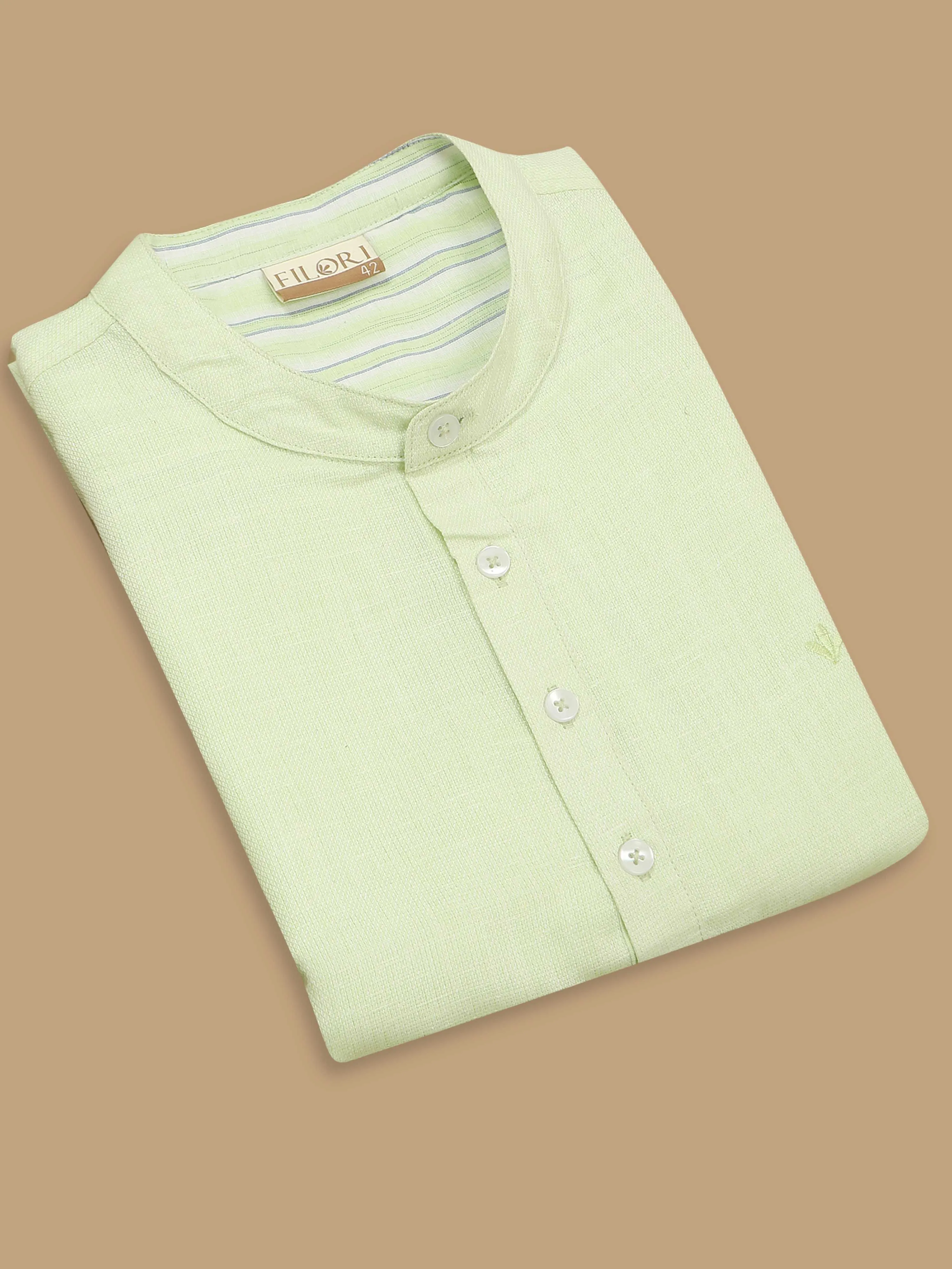 Pista Green Textured Short Kurta