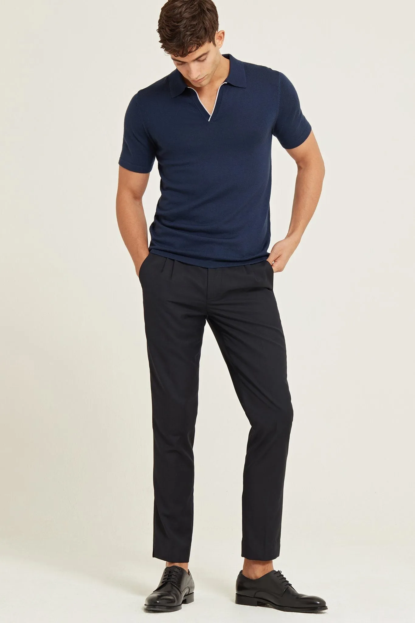 Pleated Wool-Blend Trouser