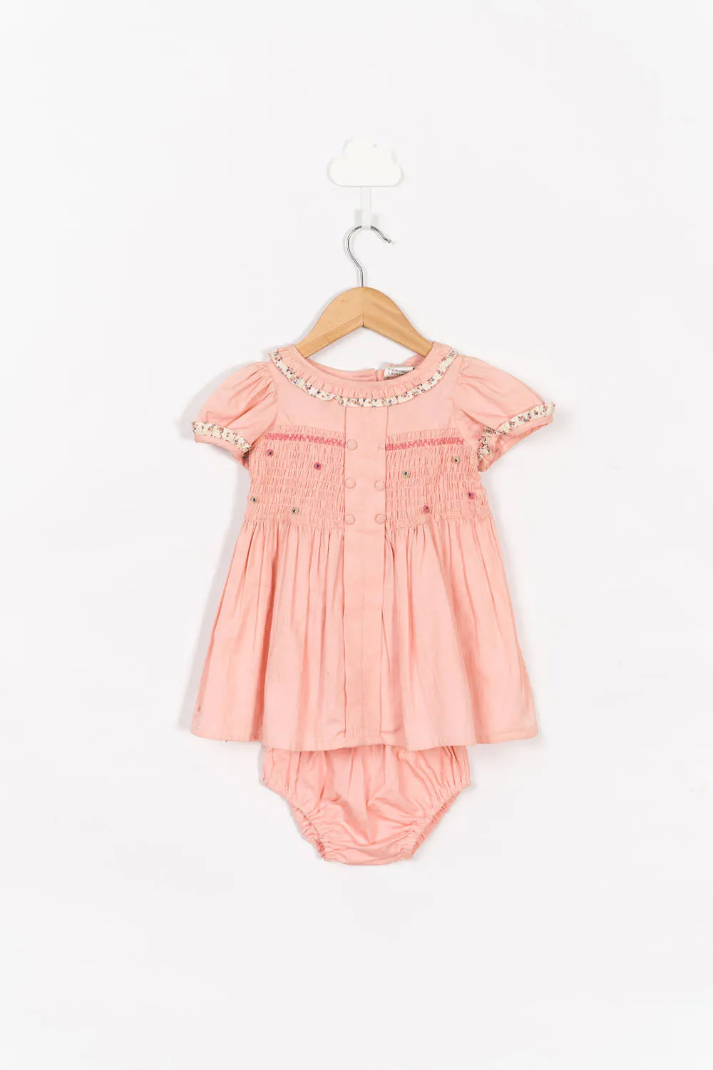 Print & Smocking Detail Dress