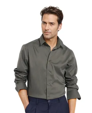 Rare Rabbit Men Lews Dark Olive Knitted Jacquard Fabric Full Sleeve Regular Fit Shirt