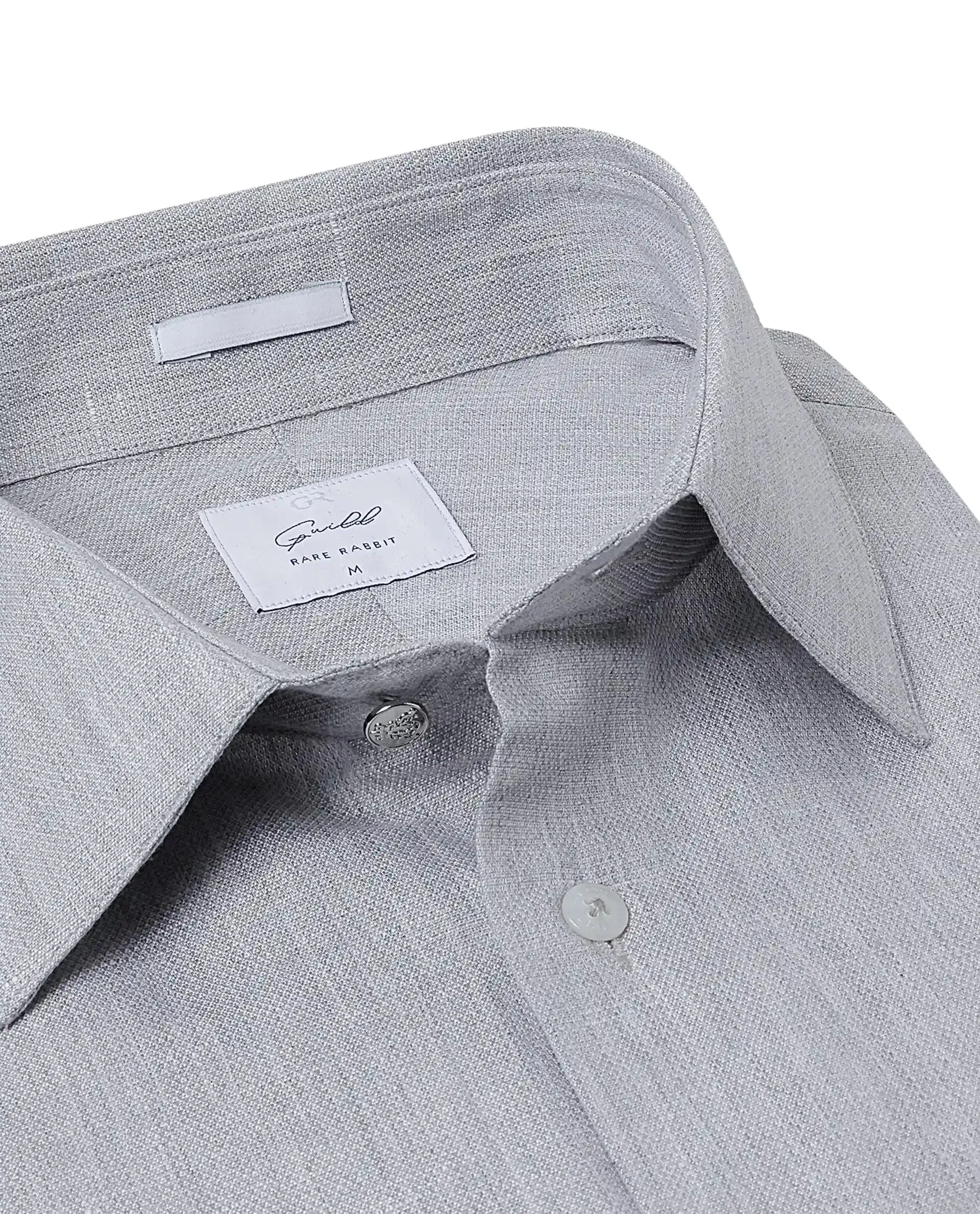 Rare Rabbit Men Nellor Grey Cotton Fabric Full Sleeve Regular Fit Textured Solid Shirt