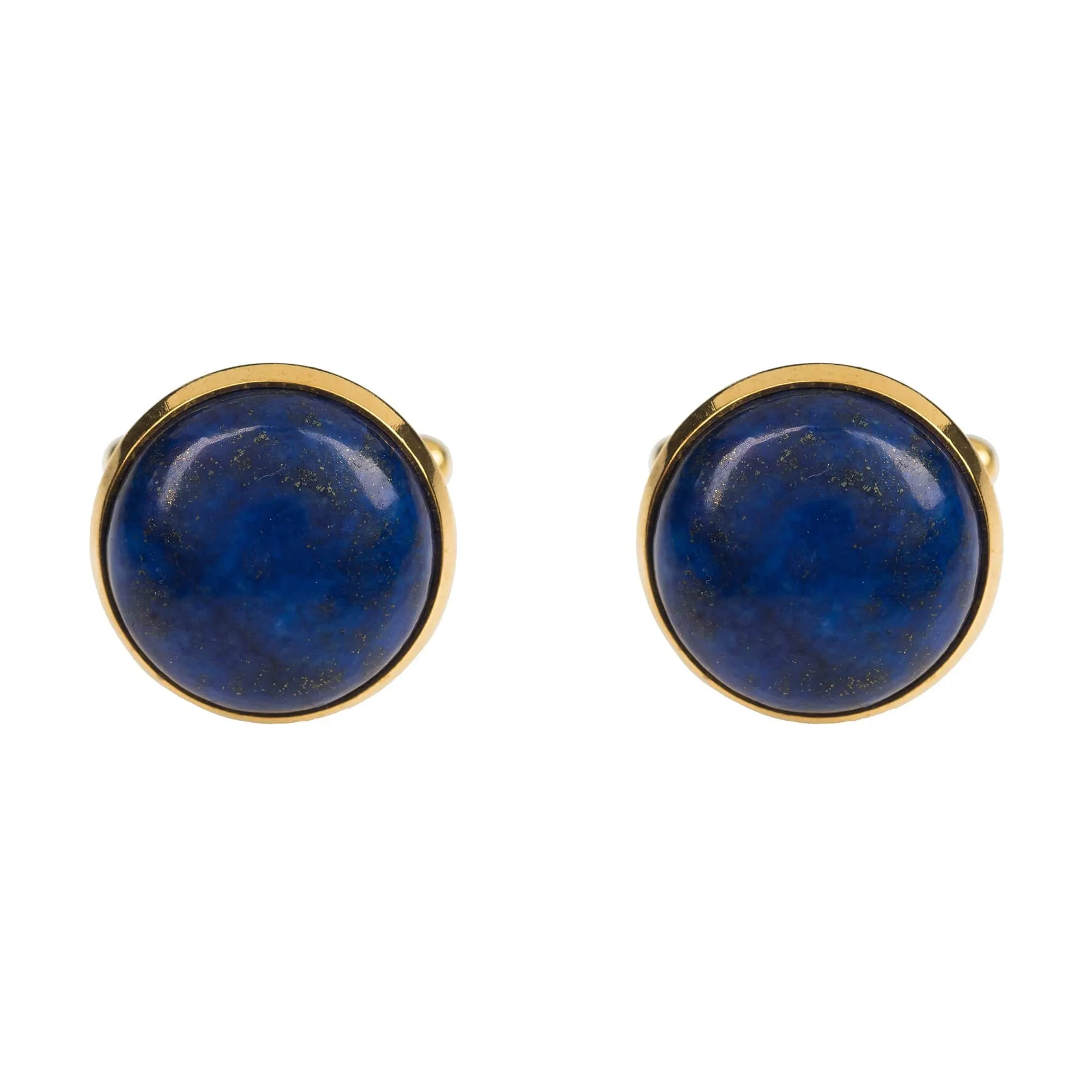 Round Cabochon Cufflink Gold Lapis Lazuli