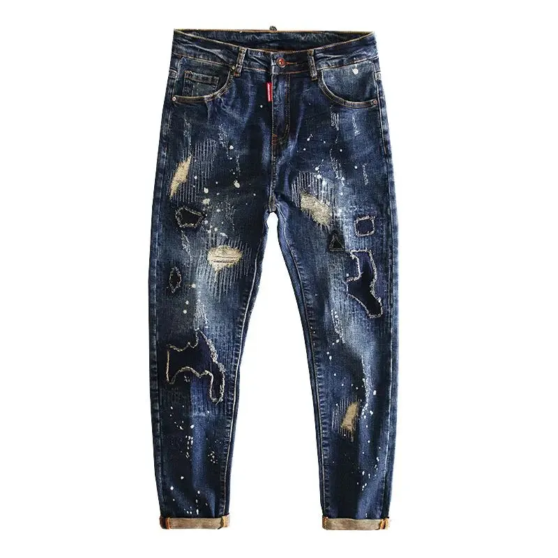 Sashiko Details Japanese Style Blue Jeans