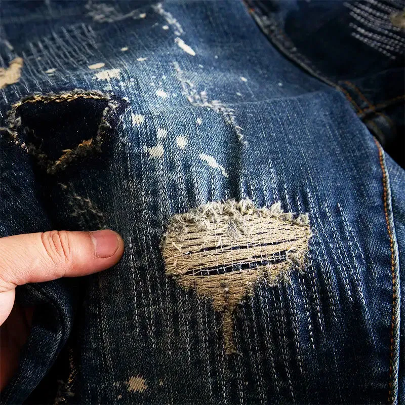 Sashiko Details Japanese Style Blue Jeans