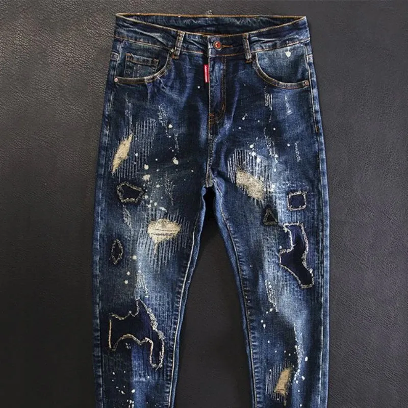 Sashiko Details Japanese Style Blue Jeans