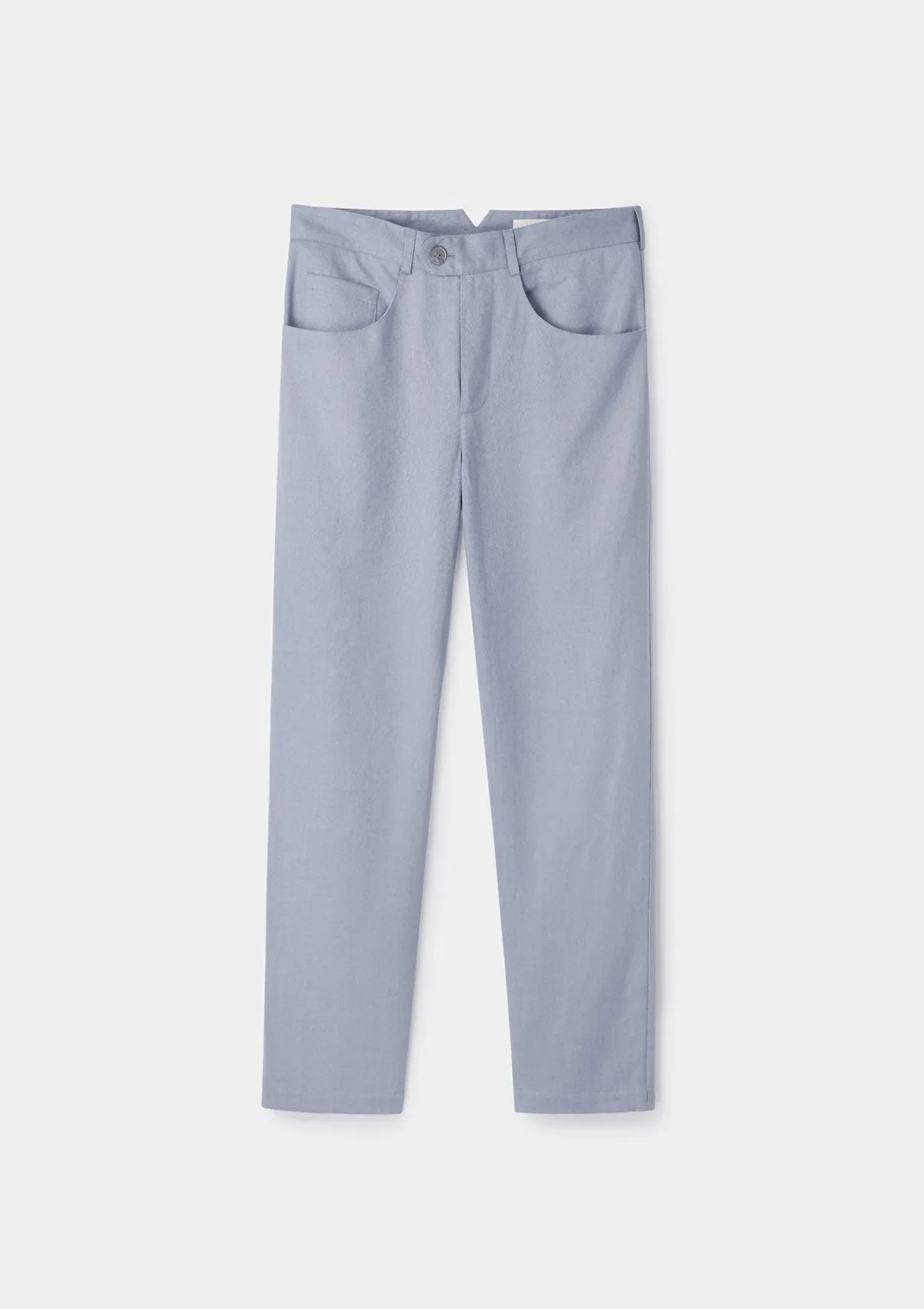 Smoke Blue Cotton Linen Casual Trouser