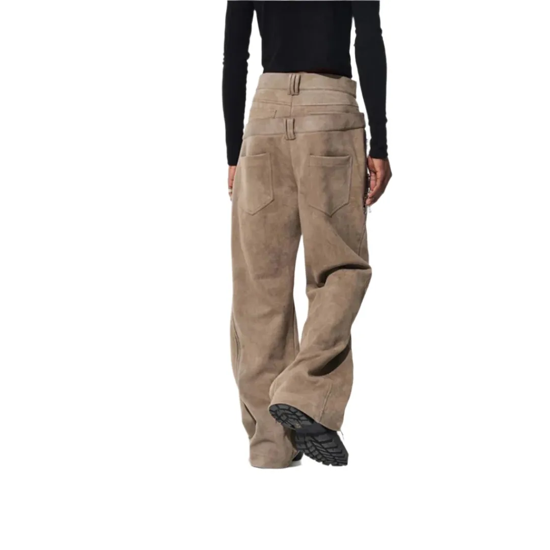 Stacked Suede Trouser
