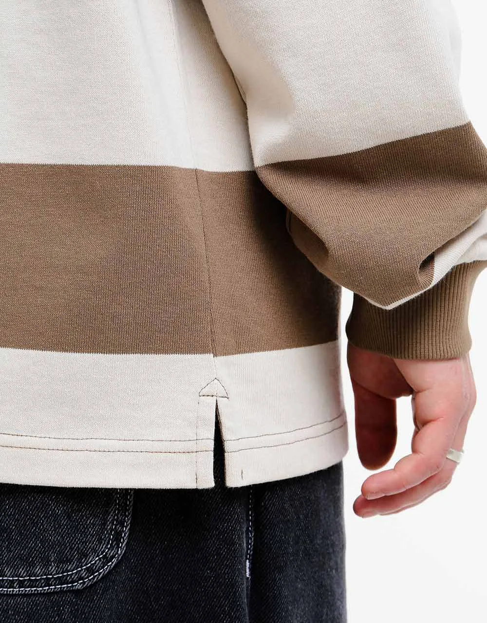 Stüssy Big Stripe L/S Rugby Shirt - Natural