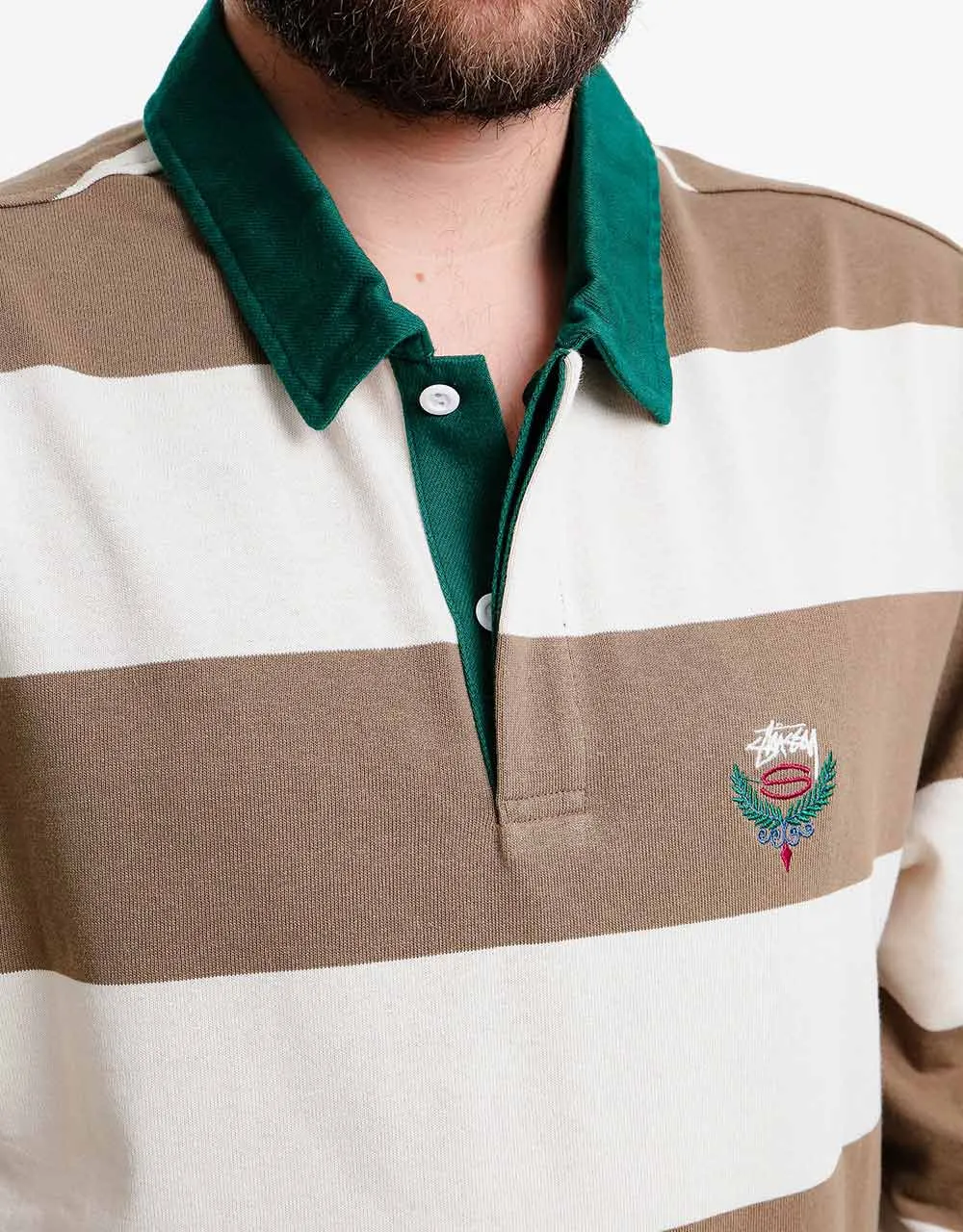 Stüssy Big Stripe L/S Rugby Shirt - Natural