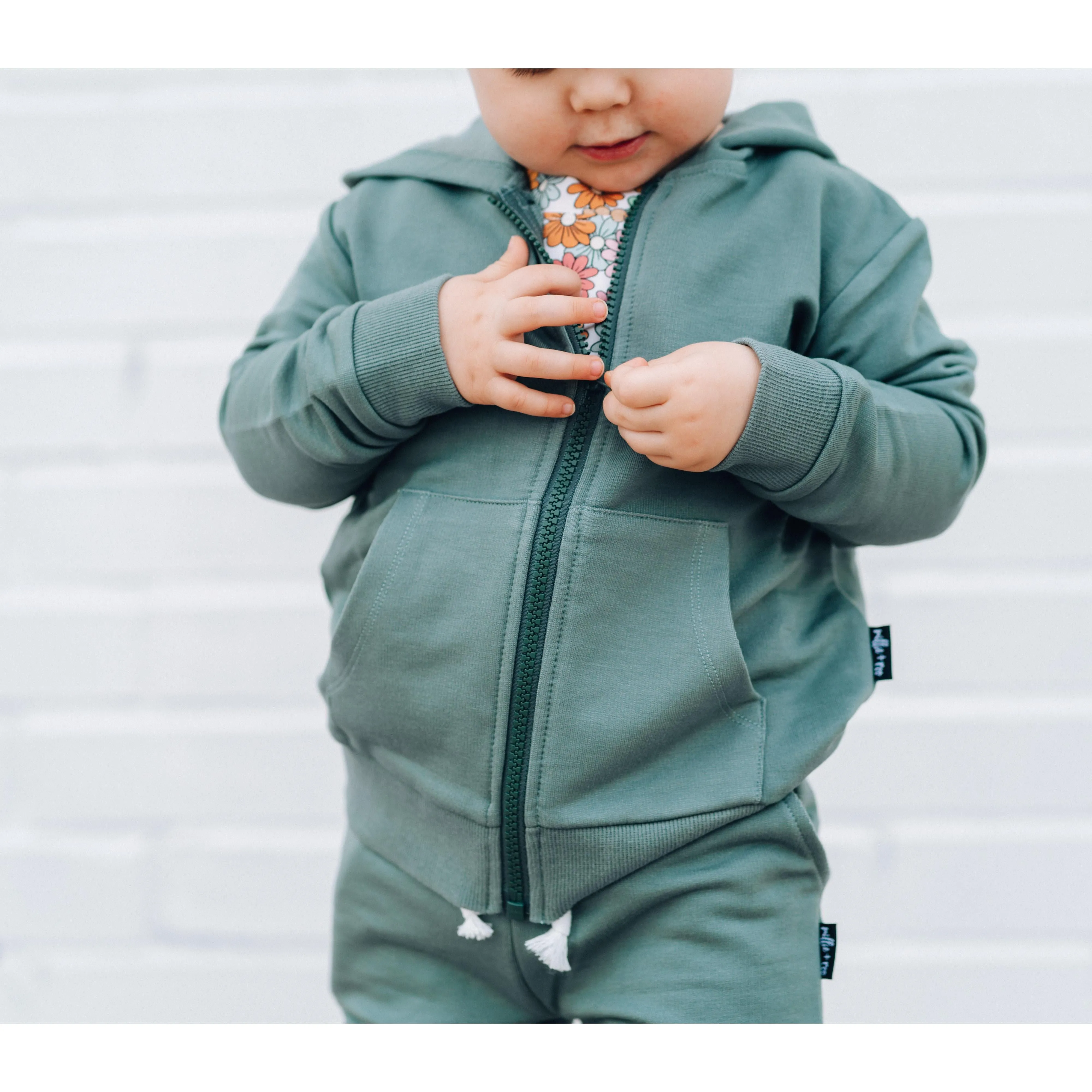 ZIP HOODIE- Slate Bamboo French Terry